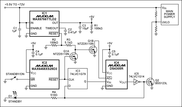 Nonvolatile STANDBYON Switch,Figure 1. If power fails with no operator present, this circuit remembers its state (STANDBY or ON).,第2张