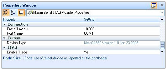 采用MAXQ1850评估套件(EV kit)和面向MAXQ3,图11. Properties窗口,第11张