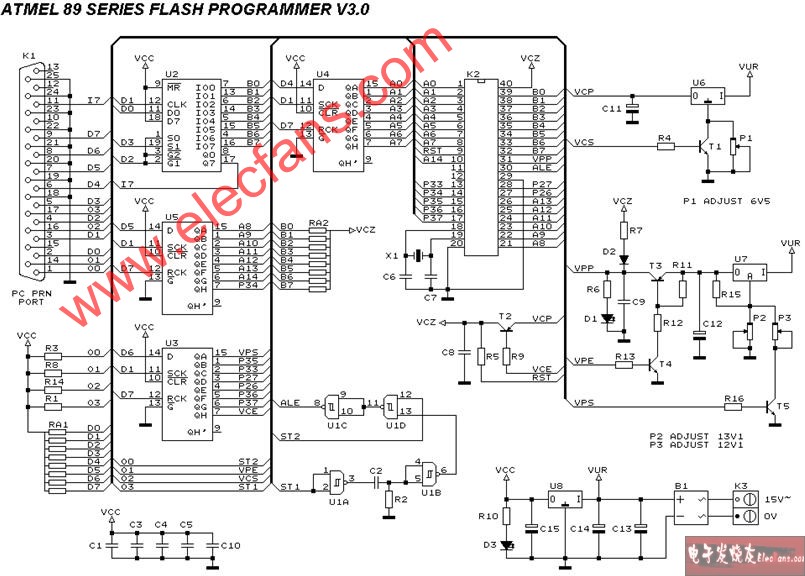 atmel 89系列FLASH编程器电路图-原理图,第2张