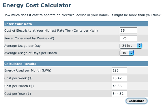 Calculating Energy Usage: How,Figure 1. Energy cost calulator.,第2张