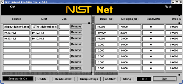 如何安装NISTnet 软件并在此环境下配置TDMoP产品,图8. 模拟器打开后的NISTnet的GUI界面,第9张