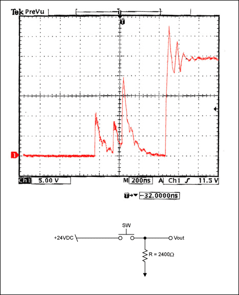 Interfacing Switches and Relay,Figure 1. Switch contact bounce and test circuit.,第2张