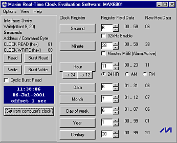 评估马克西姆实时钟表的准确性-Evaluating the,Figure 1. The main screen of typical Maxim RTC evaluation software.,第2张