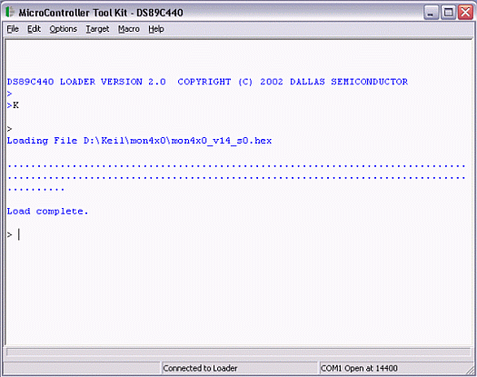 Using the Keil uVision Debugge,Figure 1.  Loading the debug monitor using the microcontroller tool kit.,第2张