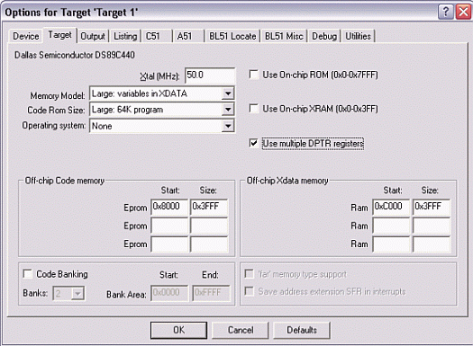 Using the Keil uVision Debugge,Figure 3.  Target option settings for the DS89C430/440/450.,第4张