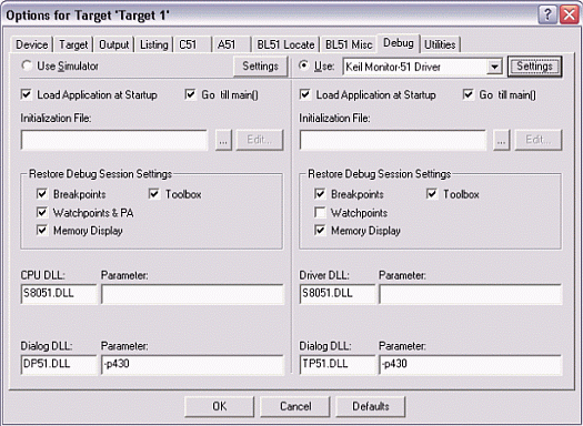 Using the Keil uVision Debugge,Figure 4.  Debug option settings for the DS89C430/440/450.,第5张