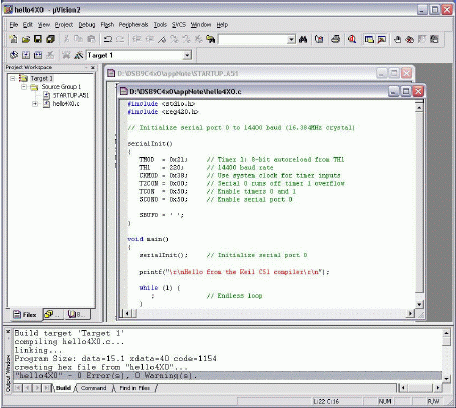 Keil C编译器的使用与DS89C430450,Figure 3. Compilation output from Keil µVision.,第4张