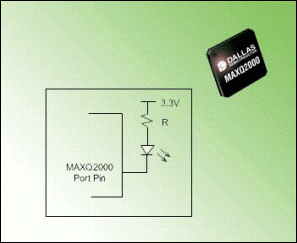 选择嵌入式用户界面-Options for Embedded,Figure 1. LED circuit that interfaces to the MAXQ2000 microcontroller.,第2张