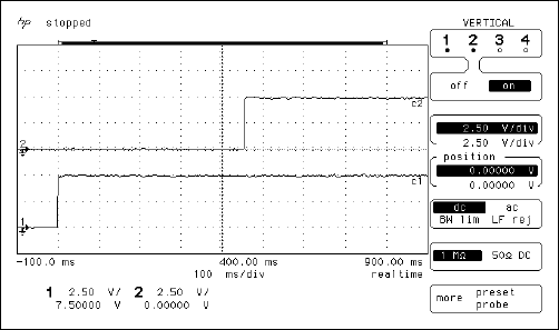 简单的演示如何使用一个DS1232和MicroMonitor,Figure 3. Typical active-low RST signal during power-up sequence: 1) VCC 2) active-low RST.,第4张