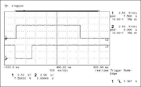 简单的演示如何使用一个DS1232和MicroMonitor,Figure 6. Pushbutton causing reset without bouncing: 1) active-low PBRST 2) RST. ,第7张