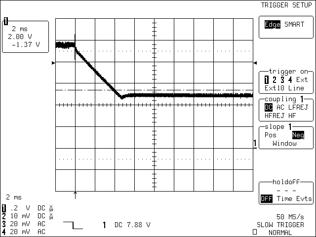 优化DS2715电池充电器的负载切换功能,图2. C1 = 470µF，充电电源移开时，4节电池开关模式电路的瞬态特性,第3张