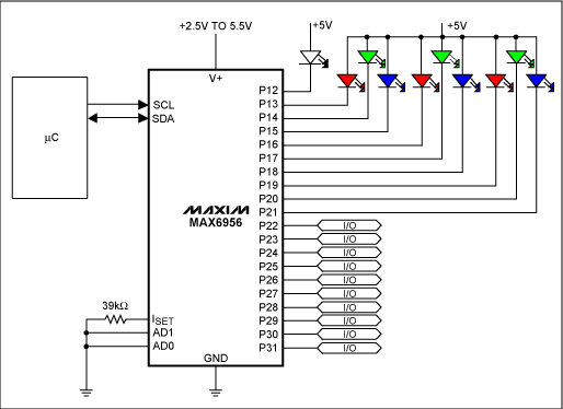 MAX6956编程指南,图1. MAX6956应用电路,第2张