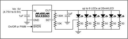 低压差线性稳压改善白光LED的亮度匹配-LDO Linear,Figure 2. By adding an inexpensive LDO to make the bias voltage automatically variable, brightness matching over white LED lot-to-lot and/or brand-to-brand variation will be substantially improved.,第3张