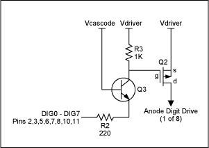 使用MAX72197221向更高电压或电流-Using t,Figure 2. Current boosting the digit drive using an LED supply 10V or higher.,第3张