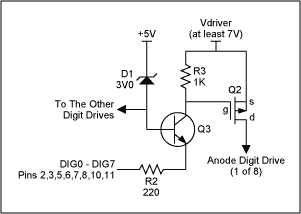 使用MAX72197221向更高电压或电流-Using t,Figure 3. Current boosting the digit drive using an LED supply below 10V.,第4张