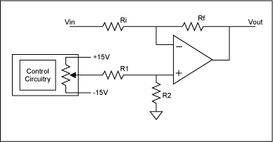 EPOT应用：偏移调整的运算放大器电路,Figure 3. Inverting w/ offset on non-inverting input.,第4张