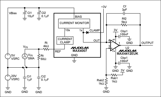 如何提高MAX4007的工作速度,图4. MAX4007配合输出运算放大器工作,第5张