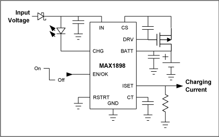 Switch-Mode, Linear, and Pulse,Figure 2. The MAX1898 linear Li+ charger.,第3张