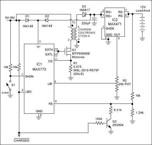 Simple Circuit Charges Lead-Ac,Figure 1. This lead-acid-battery charger applies high voltage (15V) until the battery is charged and then applies 13.8V to maintain a small trickle charge.,第2张