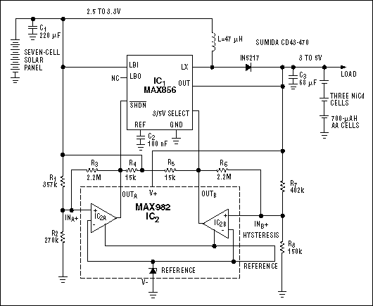 利用太阳能与智能功率转换技术-Harnessing Sola,Figure 4. This circuit enables a seven-cell solar panel to charge a three-cell NiCd battery.,第5张