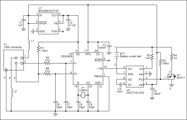 简单的表征电路充电节AA电池-Simple Characte,Figure 1. Schematic diagram for an AA-cell discharge characterization circuit.,第2张