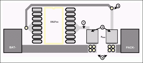 DS27xx电量计电路板布局技巧，实现测量误差最小化,图2. DS27xx布局注意事项,第5张