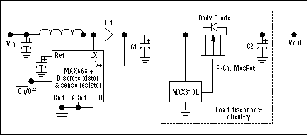 A Smart Solid-State Fuse Cures,Figure 2. This boost converter with load disconnect illustrates the minimum-cost configuration.,第3张