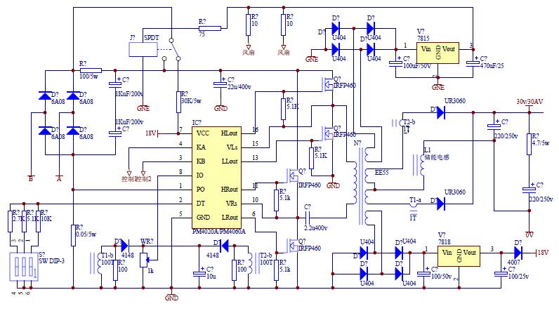 PM4020APM4060A组成的开关电源电路图,第2张