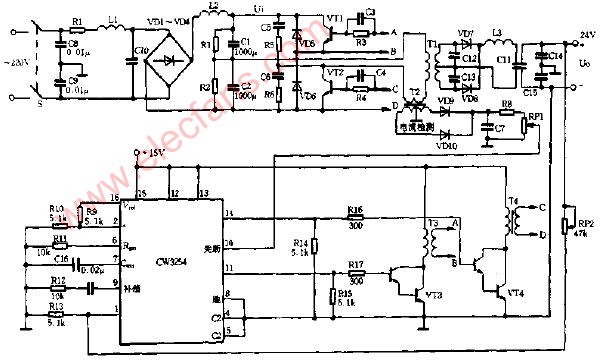 无电源变压器半桥式开关电源电路图,第2张