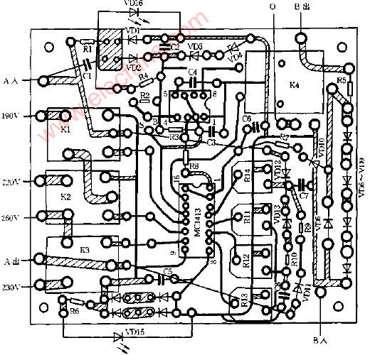 用MC1413制作自动调压器印制电路图,第2张