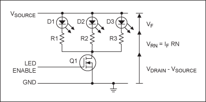 驱动LED的电池供电的应用：控制亮度功率高效-Driving,Figure 3. LED biasing with a single resistor per LED.,第4张