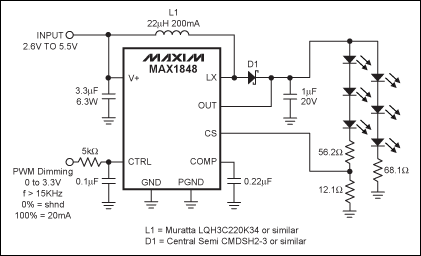 驱动LED的电池供电的应用：控制亮度功率高效-Driving,Figure 9. Integrated charge pump with two groups of LED current sources.,第10张