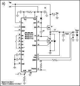 布局考虑的非隔离DC - DC转换器-Layout Cons,Figure 1. Operation of the MAX1710 synchronous step-down controller is depicted by an application circuit (a) and an internal block diagram (b).,第2张