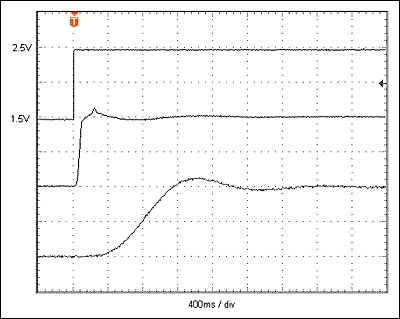 低通滤波器改善了阶跃响应-Lowpass Filter Ha,Figure 2.  Time-domain response for the Figure 1 circuit, with optimization circuitry (middle trace) and without it (bottom trace).,第3张