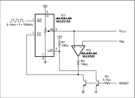 Inexpensive Peak Detector Feat,Unlike peak detectors that use a capacitor to hold the output voltage, this design includes a digital potentiometer (IC1) that holds the output level indefinitely, without droop.,第2张