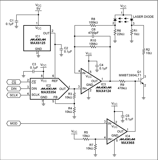 可视激光驱动器有数字控制功率调制-Visible-Laser,This circuit provides digital control of the modulation and power output of a visible-light laser diode.,第2张