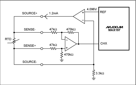 模拟信号数据采集的工业自动化系统-Analog-Signal,Figure 5. This circuit provides current to an RTD sensor and digitizes the resulting output.,第6张