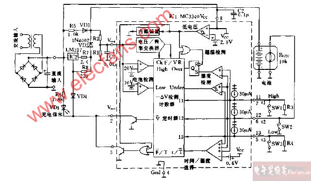 实用电池自动充电器电路图,第2张