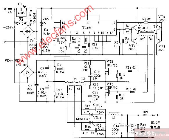 开关电源式恒流充电机电路图,第2张