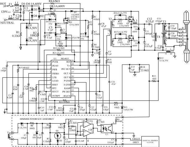 用ML4835设计室内可调光小型荧光灯电子镇流器,第3张