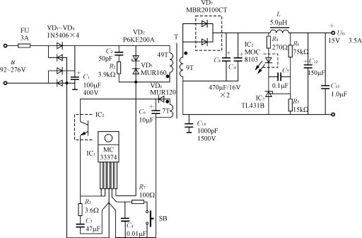 由MC33374TTV构成52W开关电源的电路,第2张