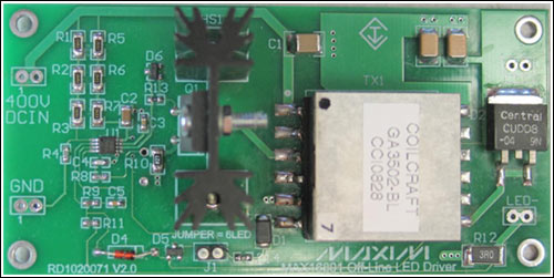 离线式LED驱动器参考设计,Figure 1. The LED driver reference design is 1.9in x 3.9in, double sided.,第2张