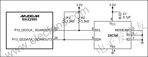 如何通过MAX2990 I2C接口向标准EEPROM (24,硬件配置 www.elecfans.com,第2张