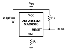 Adjustable hysteresis in micro,Figure 1. In this circuit, the RH and RP values let you adjust the hysteresis that determines RESET timing.,第2张
