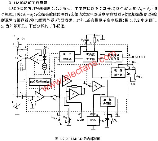 LM1042型集成液位传感器的工作原理,LM1042的内部框图  www.elecfans.com,第3张