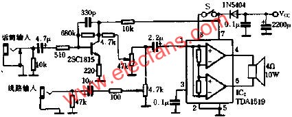性能优良的便携式扩音机电路图,第2张