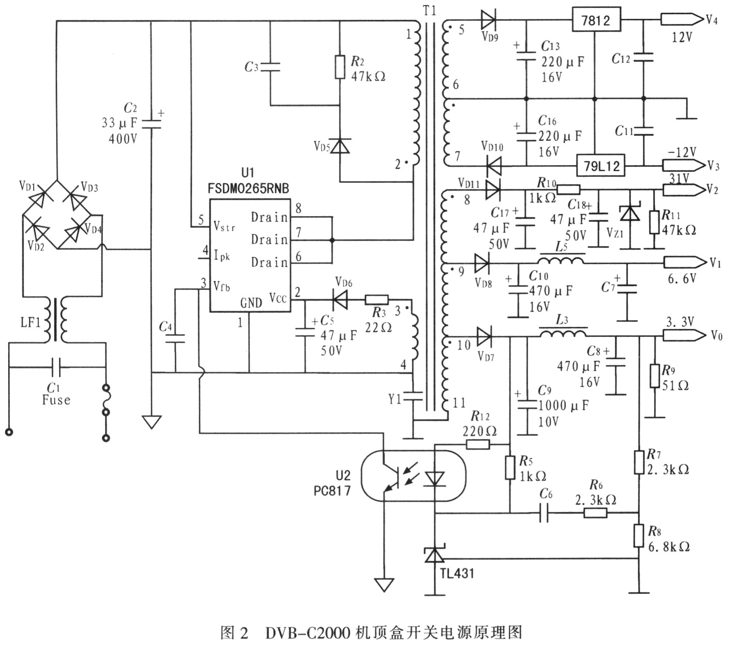 基于FSDM0265RNB的机顶盒开关电源与检修,第3张