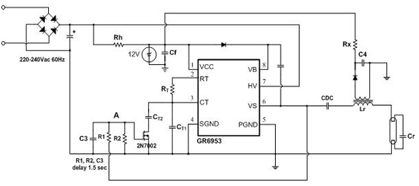 利用GR6953实现电子镇流器的预热和无灯保护功能,第2张