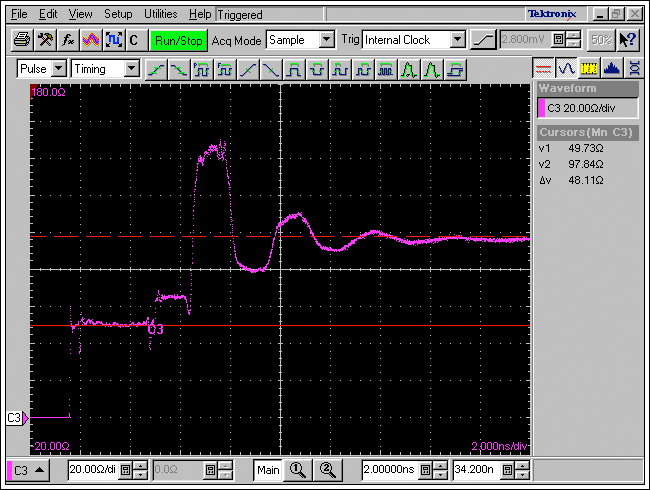 Propagation Delay Measurements,Figure 7. DATA1 PCB TDR impedance measurement.,第7张