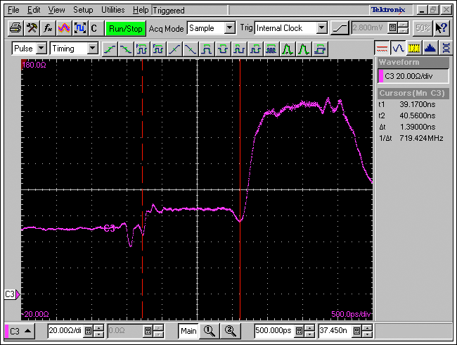 Propagation Delay Measurements,Figure 8. The same plot as Figure 7, but expanded and measuring delay.,第8张